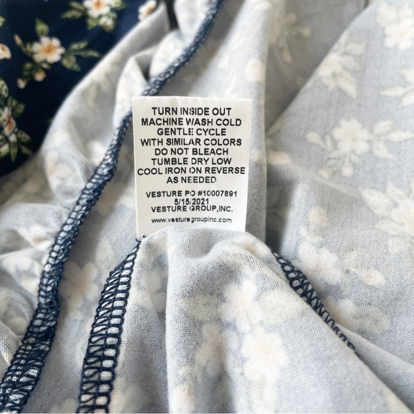 Chenault Girl Navy and Cream Floral Dress Top - Picture 7 of 8